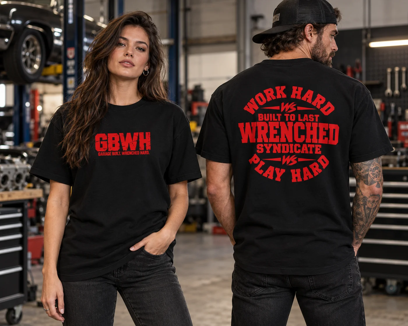 WS GBWH Work Hard Play Hard Tee – Red on Black